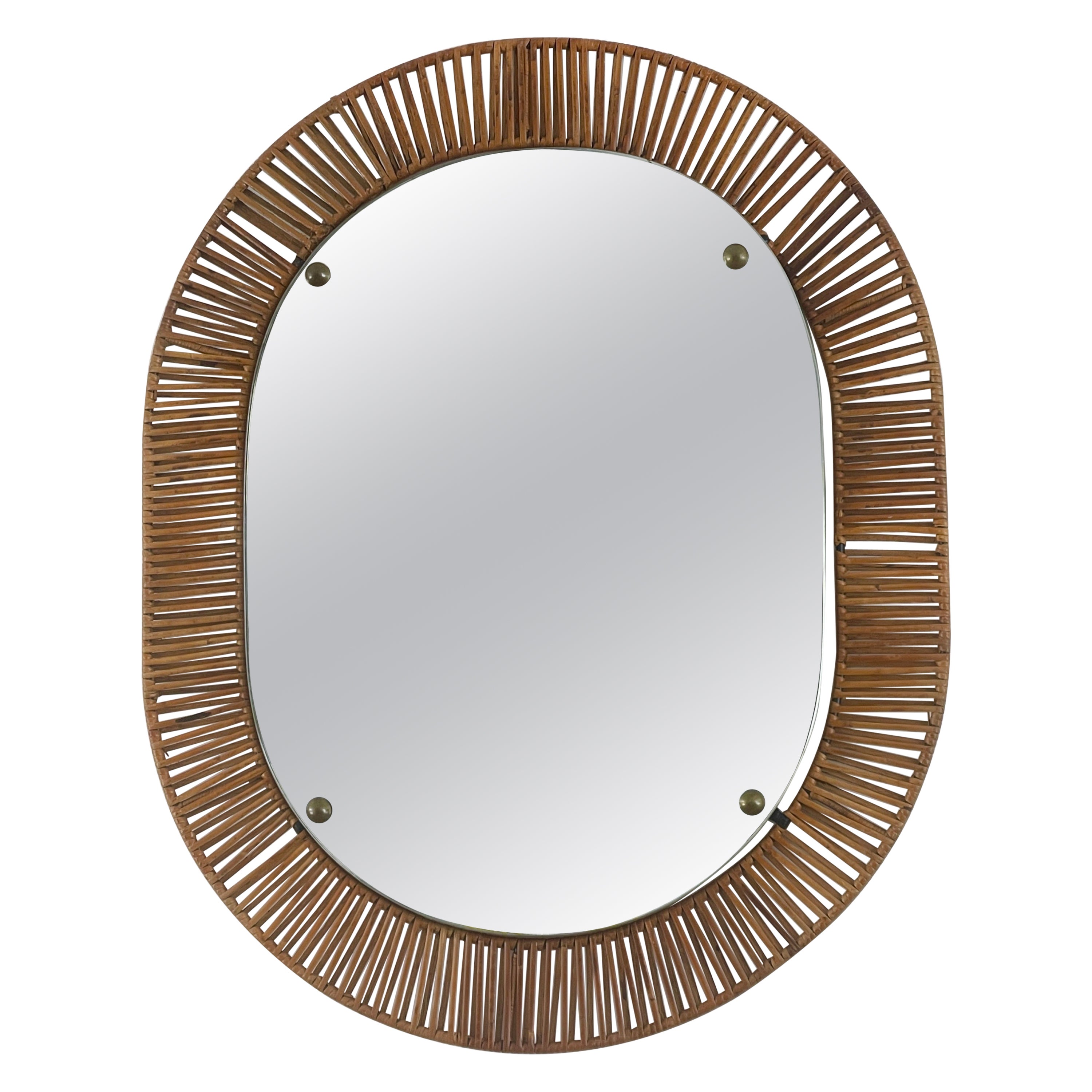 Miroir italien en rotin