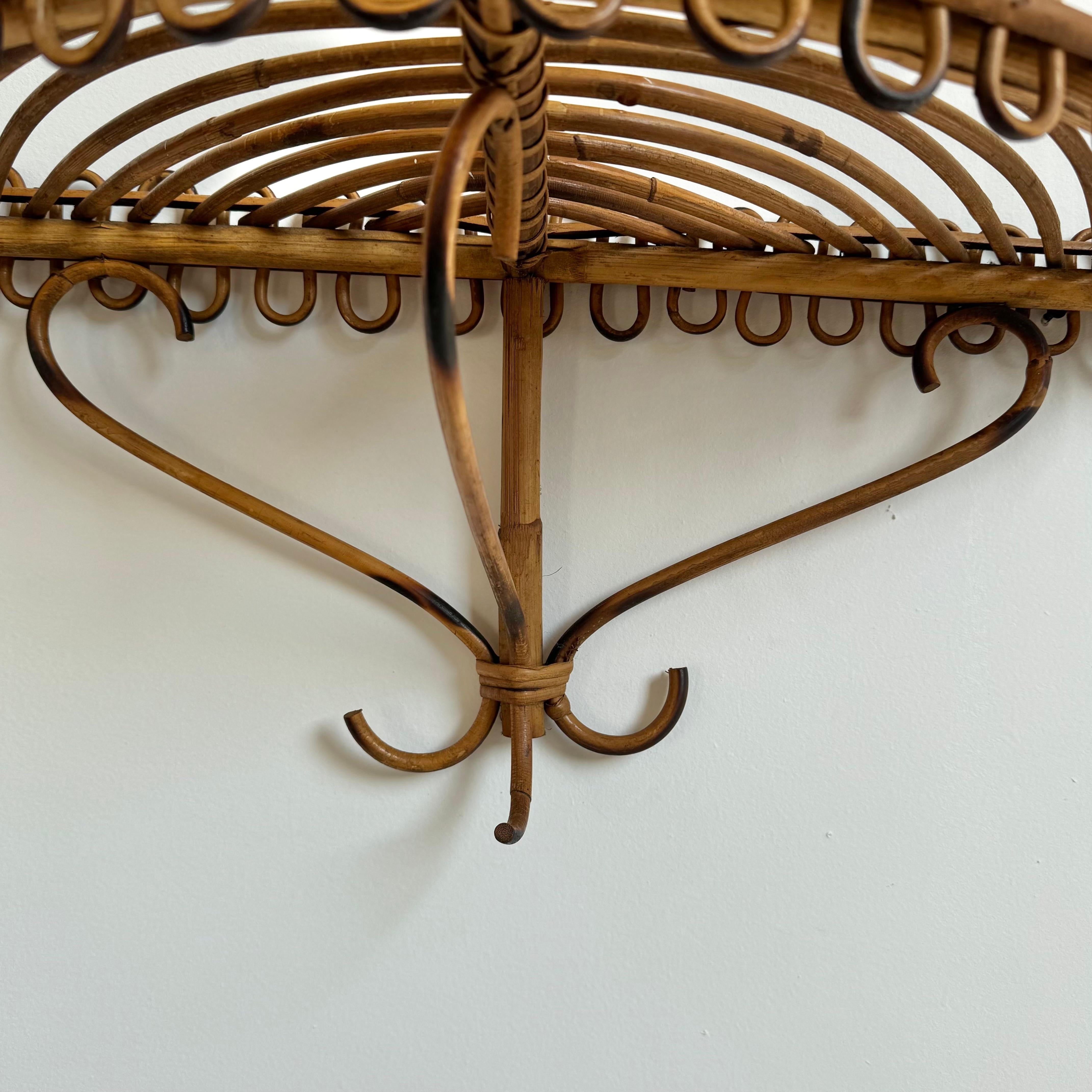 Italian Rattan Mirror with Matching Floating Table, 1950s Italy For Sale 6