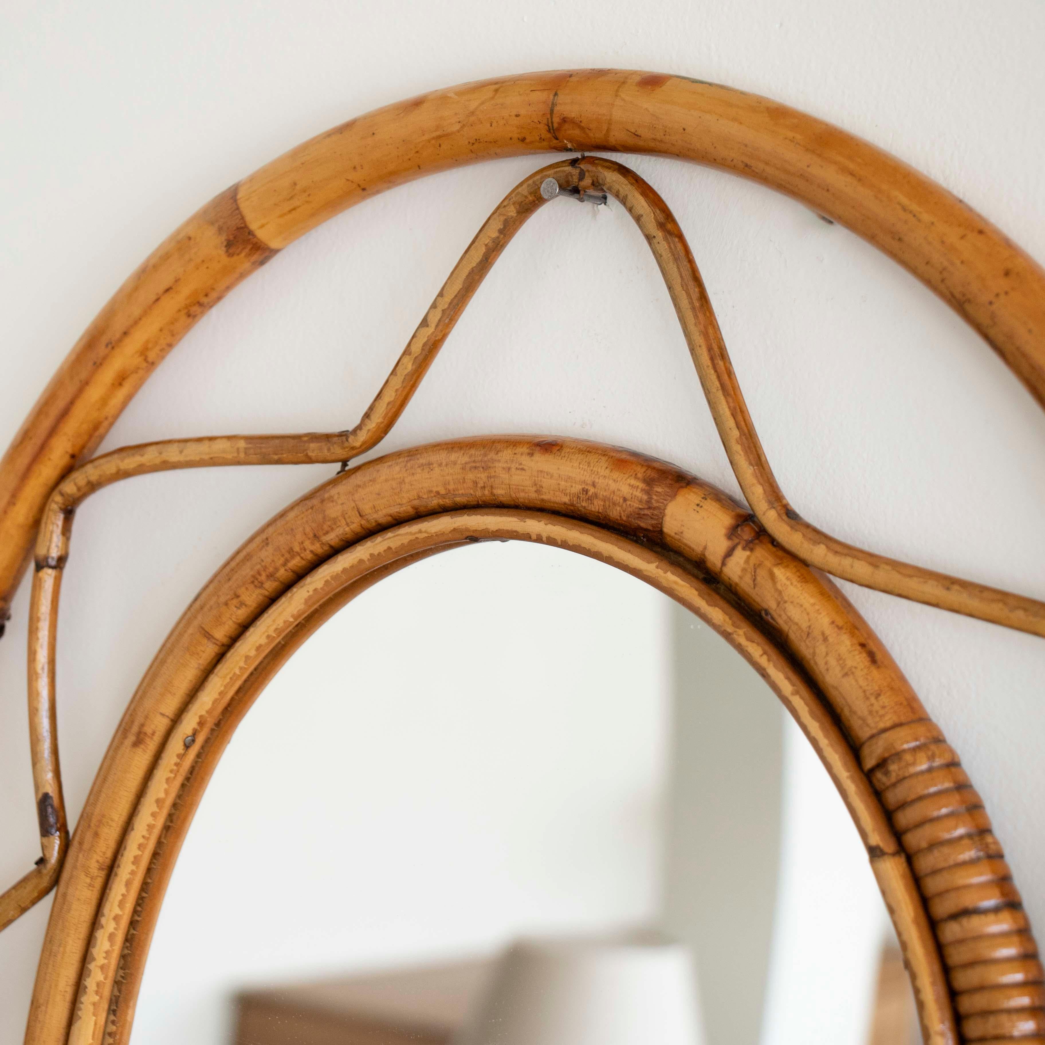 Italian Rattan Oval Mirror 1