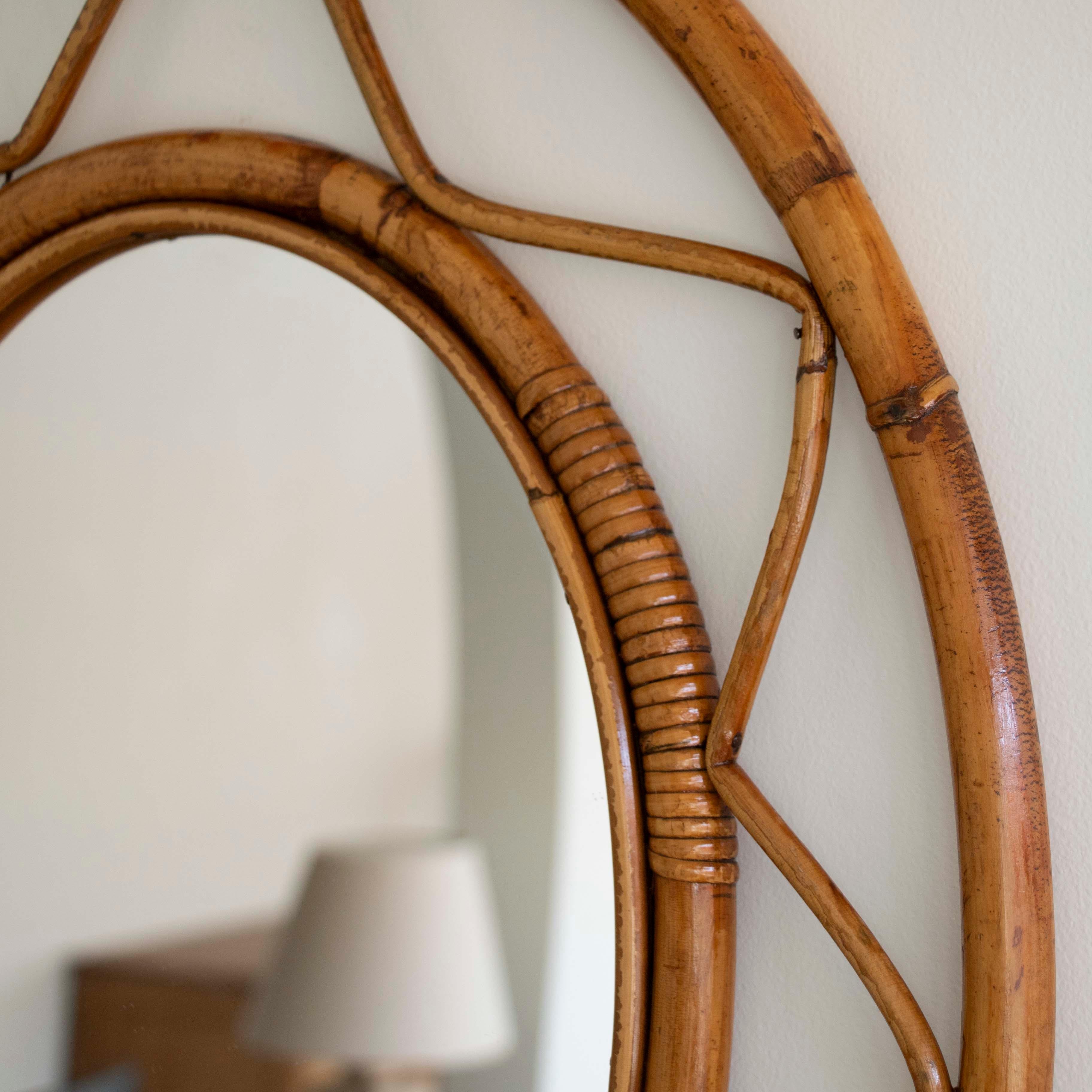 Italian Rattan Oval Mirror 2