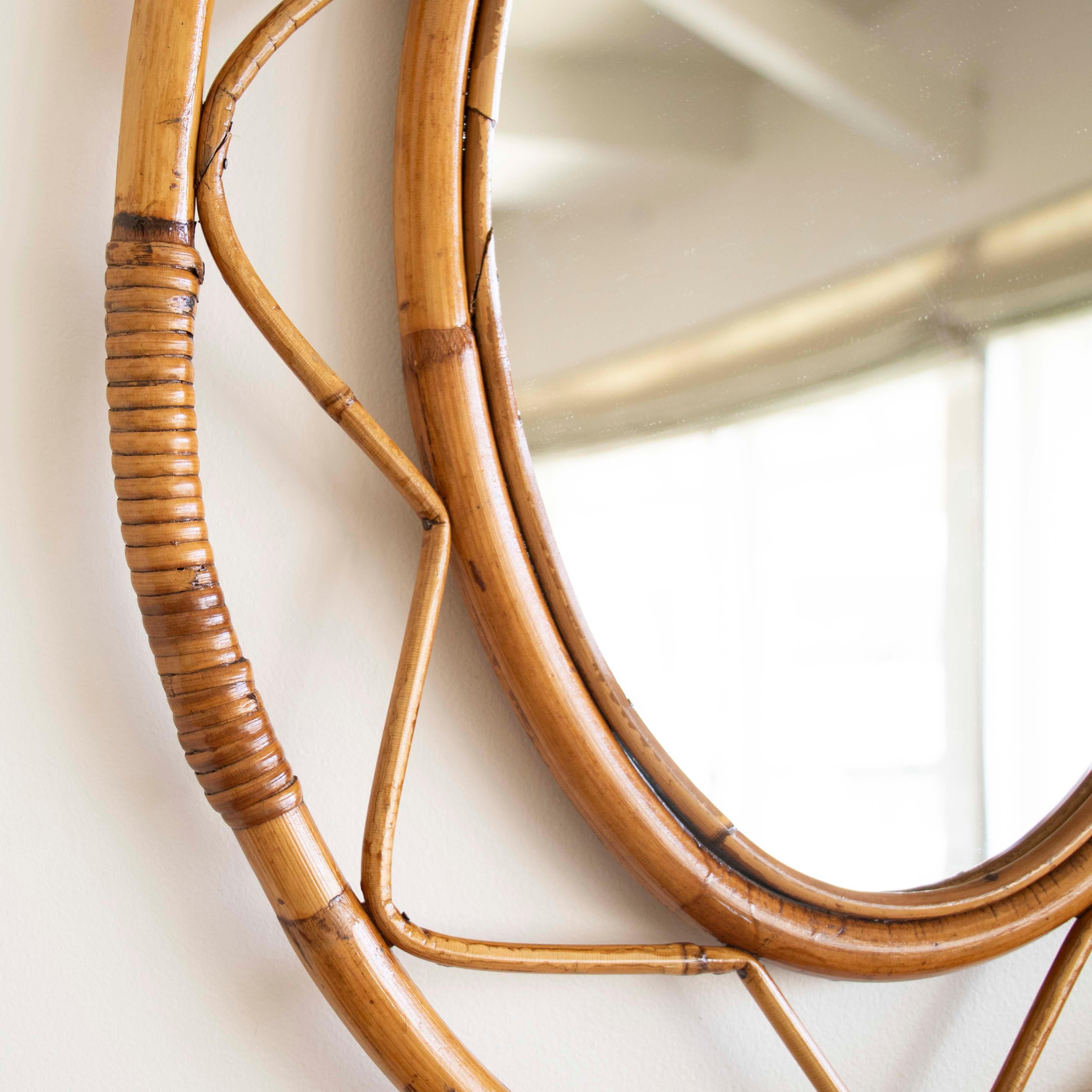 Italian Rattan Oval Mirror 3