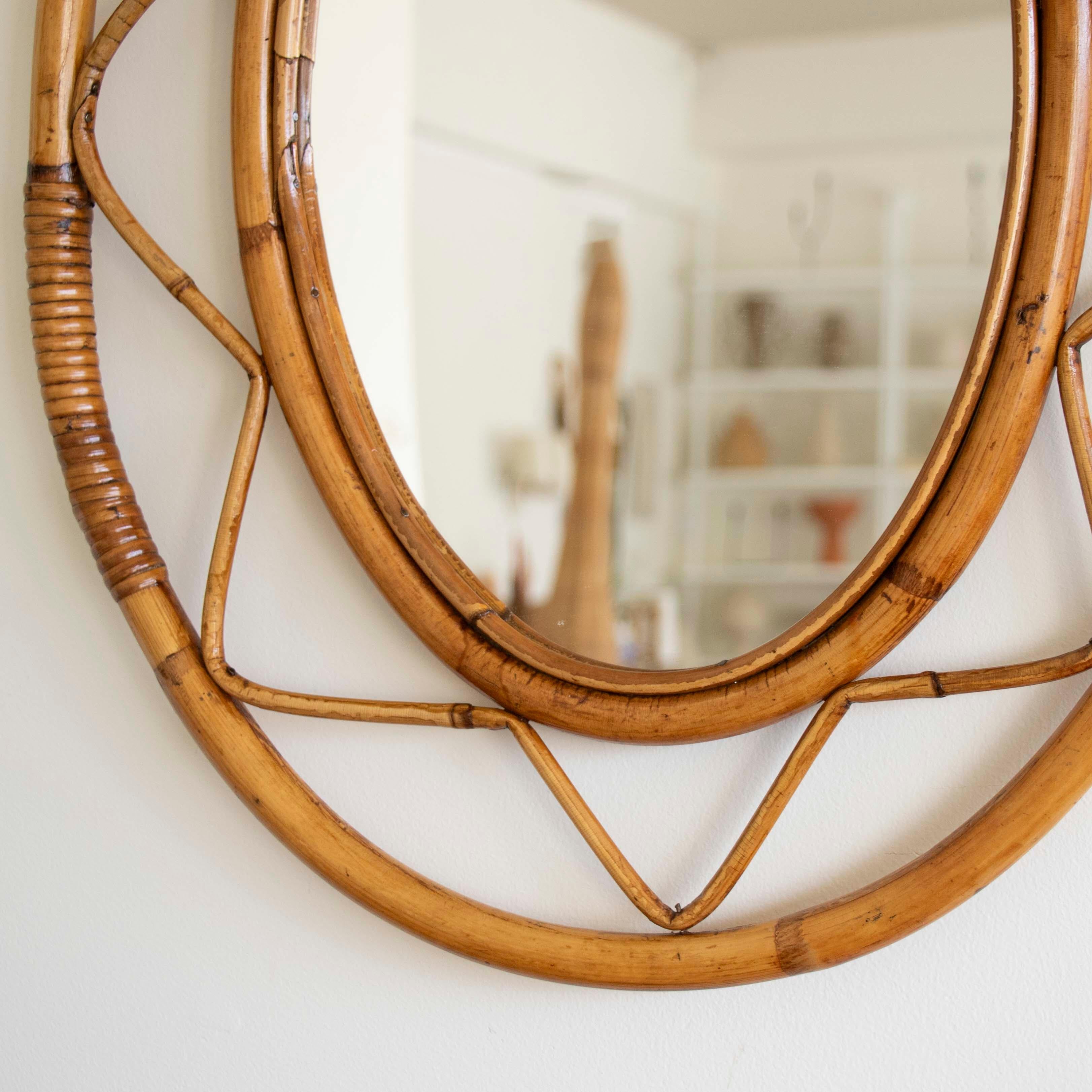 Italian Rattan Oval Mirror 4
