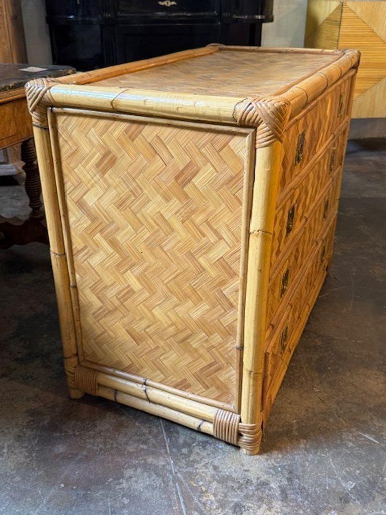Italian Rattan Parquetry Chest In Good Condition For Sale In Dallas, TX