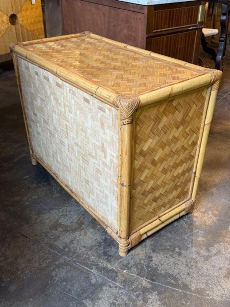 Mid-20th Century Italian Rattan Parquetry Chest For Sale