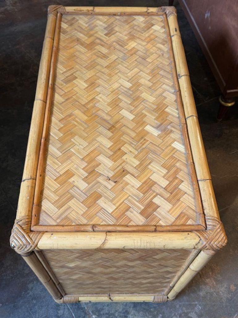 Italian Rattan Parquetry Chest For Sale 1