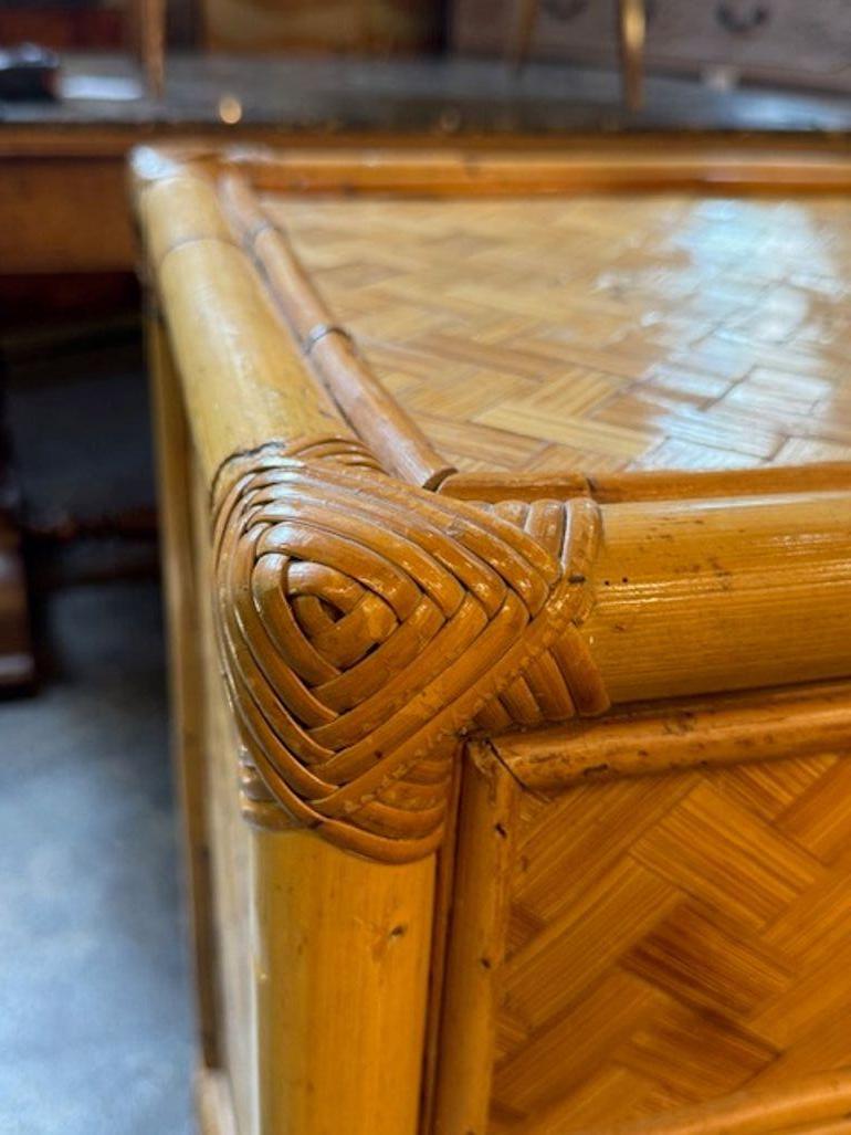 Italian Rattan Parquetry Chest For Sale 3