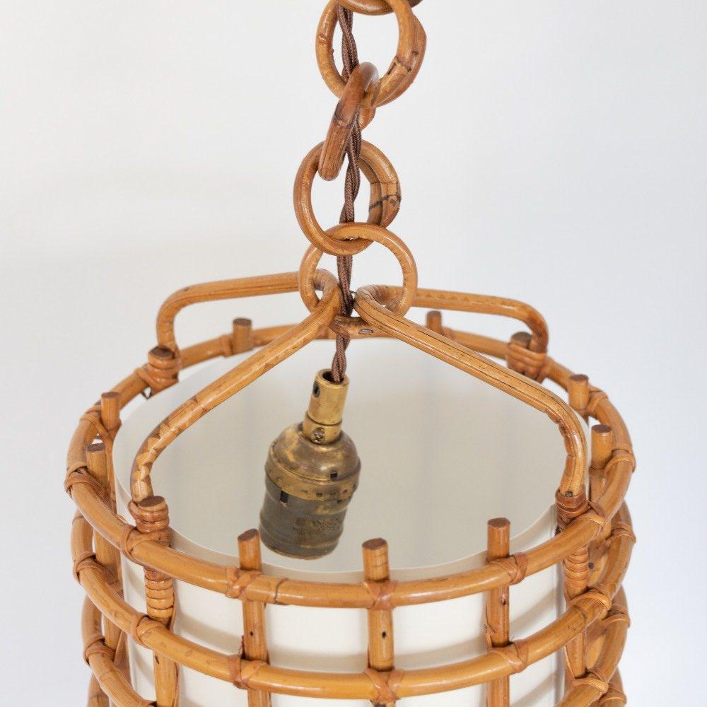 Lampada a sospensione in rattan italiano in vendita 5