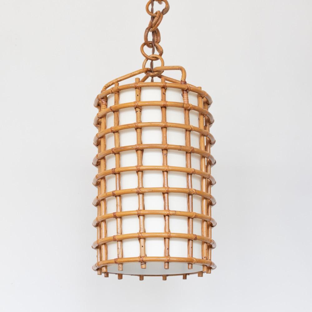 XX secolo Lampada a sospensione in rattan italiano in vendita