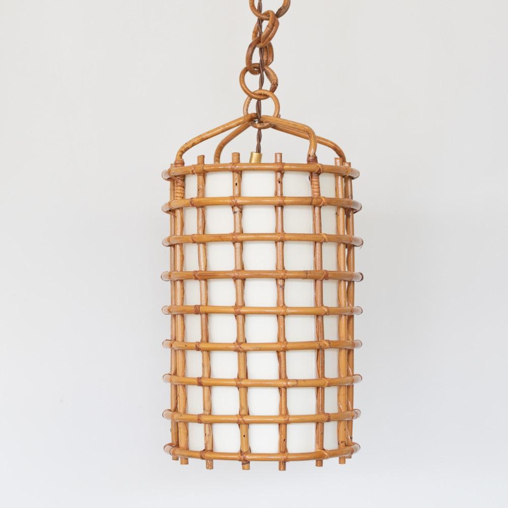Lampada a sospensione in rattan italiano in vendita 1