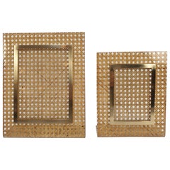 Italian Rattan Picture Frames, 1970s, Set of 2