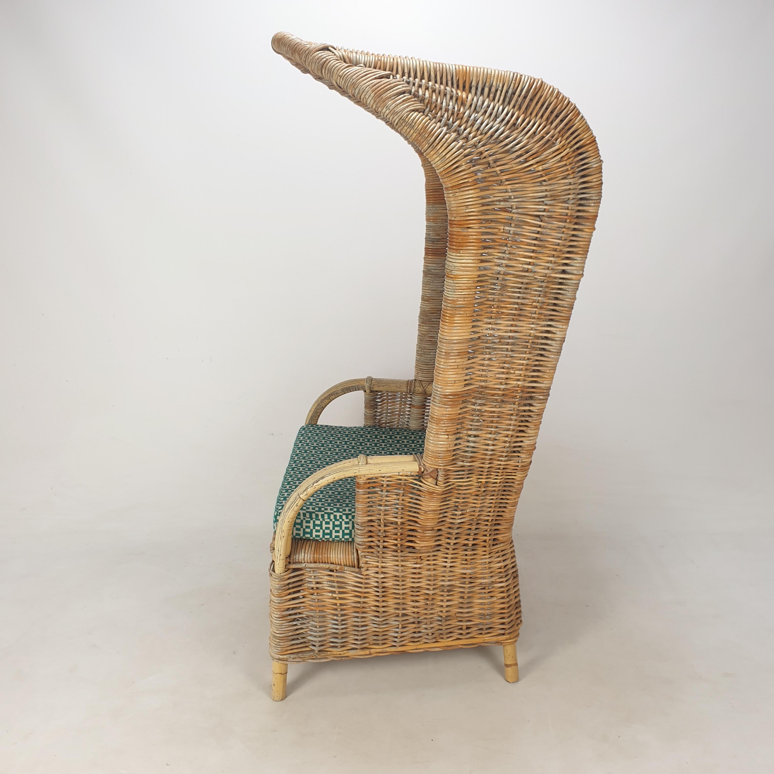 Italian Rattan Pool or Beach Chair with a Hermés Cushion, 1970s In Good Condition In Oud Beijerland, NL