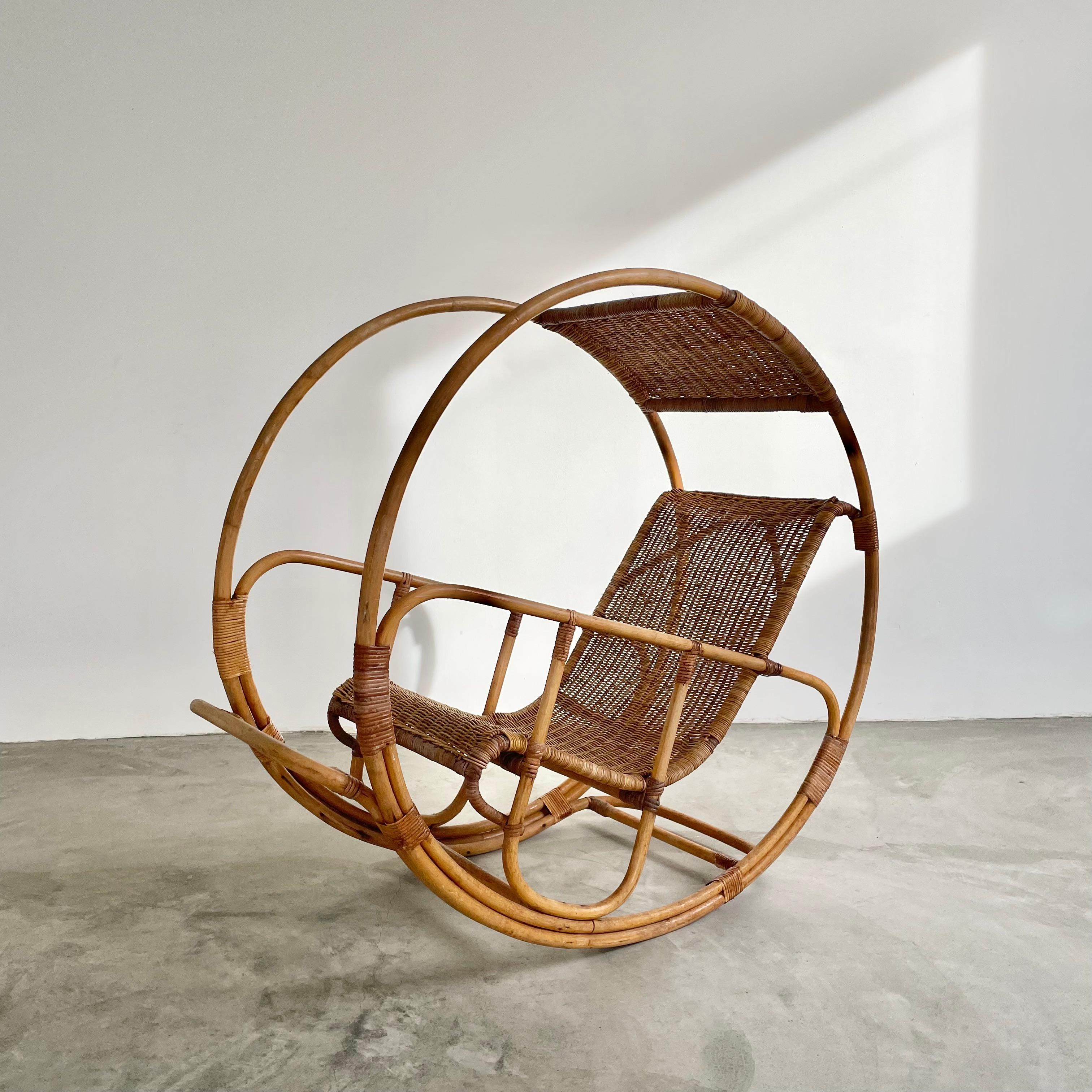 Bonacina style Italian Rattan Rocking Chair, 1960s Italy For Sale at ...