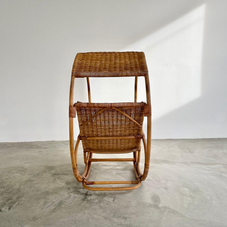 Italian Rattan Rocking Chair by Franco Bettonica For Sale at 1stDibs