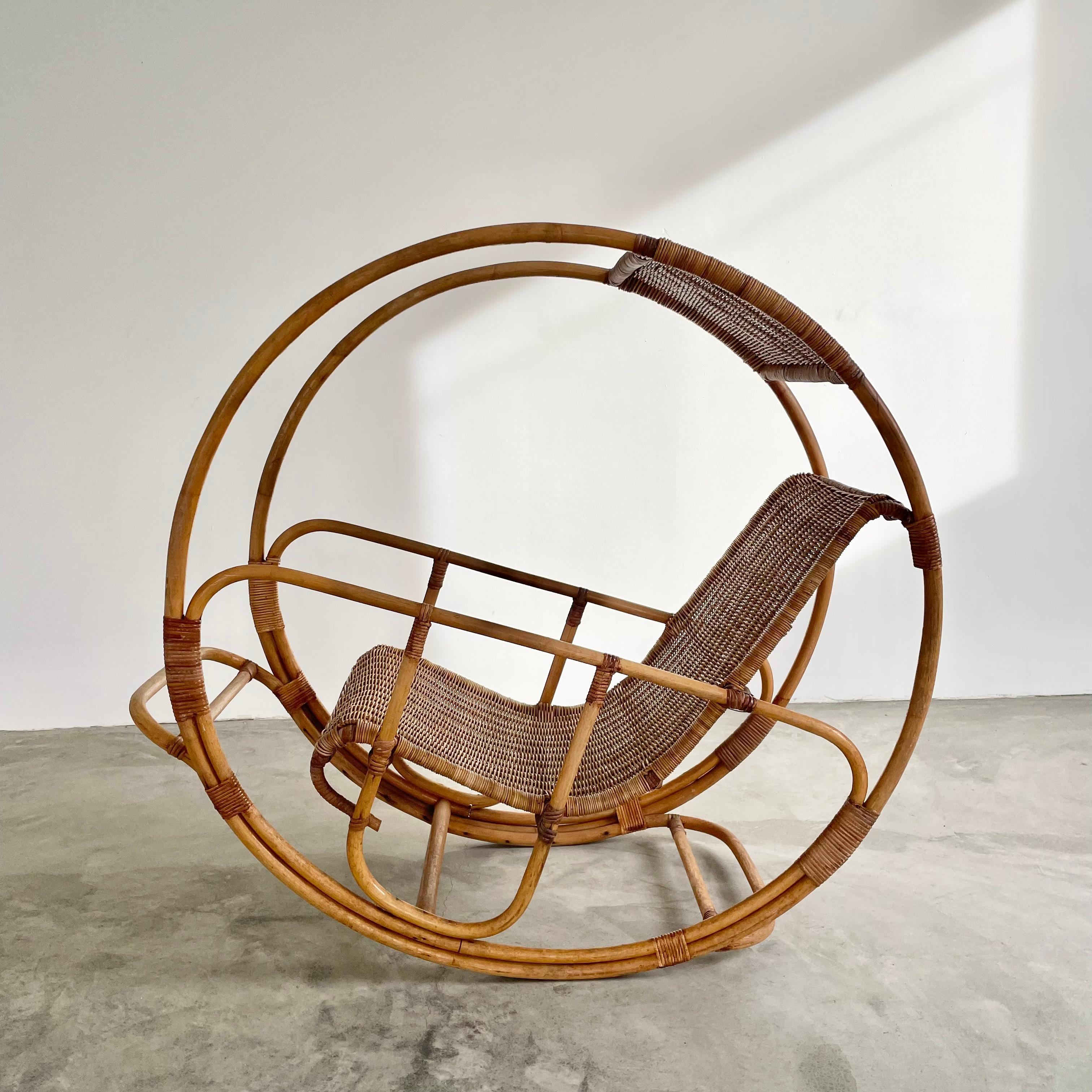 Chaise à bascule italienne de style Bonacina, années 1960, Italie en vente 3