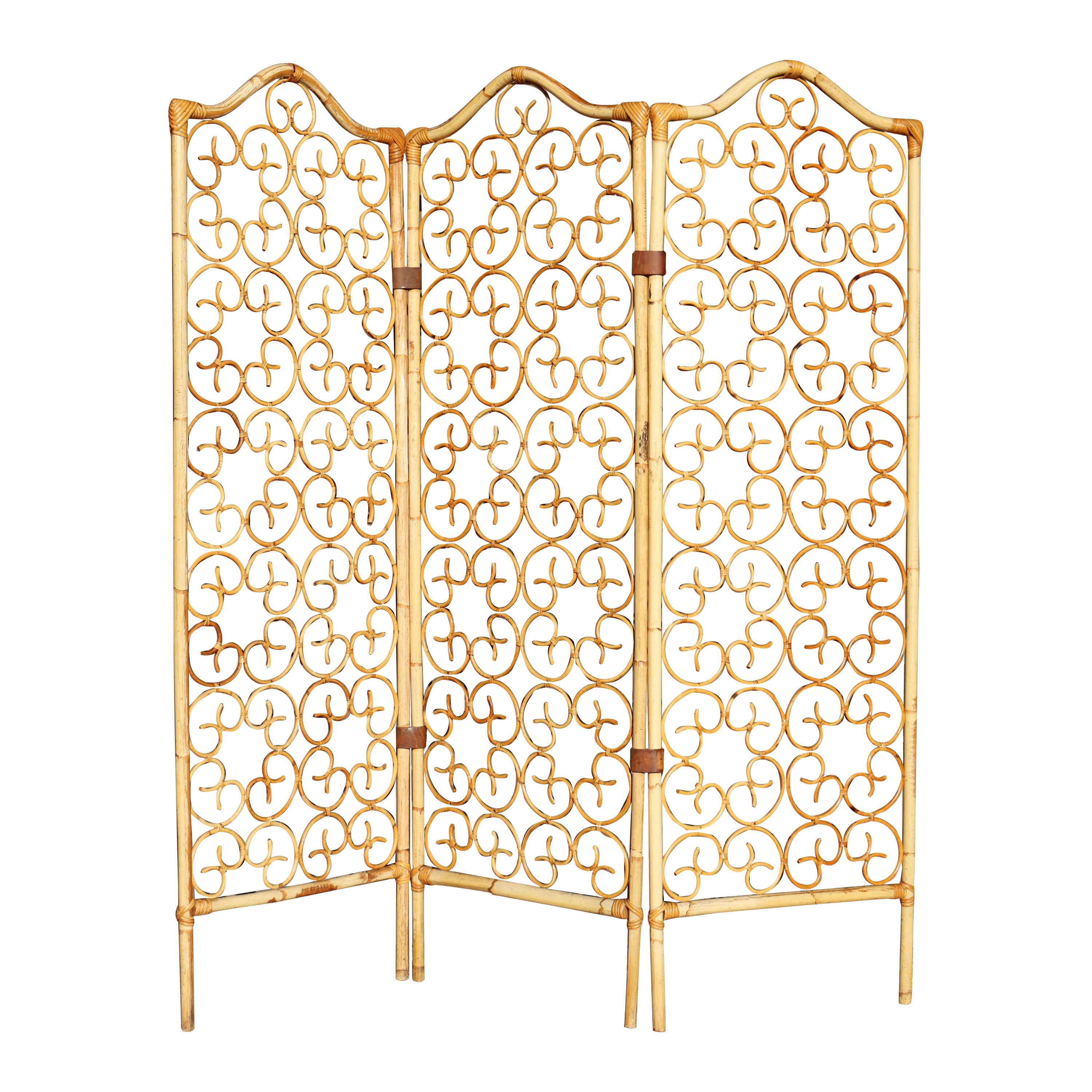 Italian rattan screen 1960
s For Sale