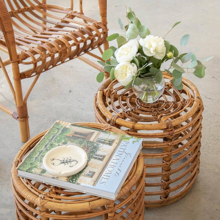 Italian Rattan Stool by Tito Agnoli For Sale at 1stDibs