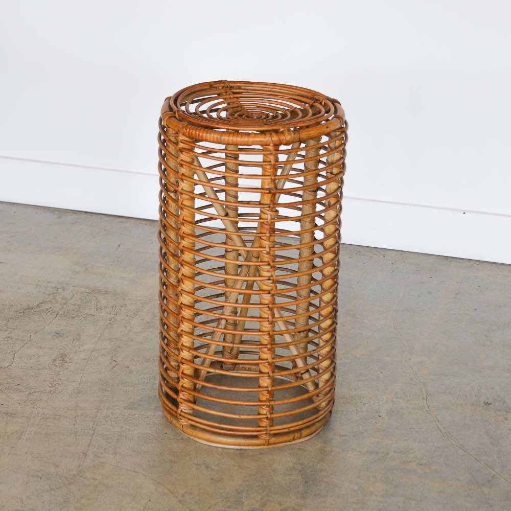 Italian Rattan Stool by Tito Agnoli