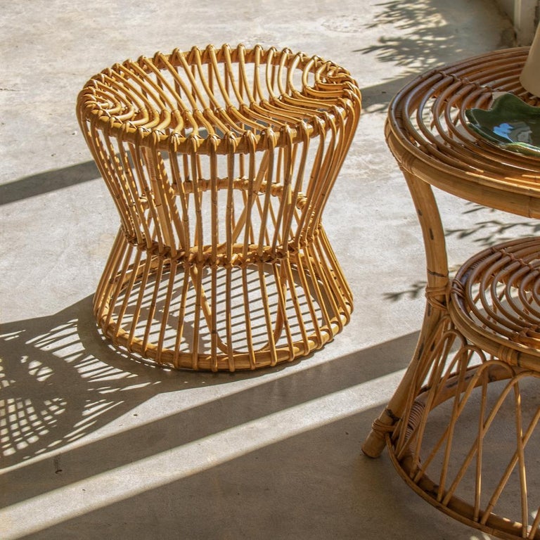 Italian Rattan Stool For Sale at 1stDibs