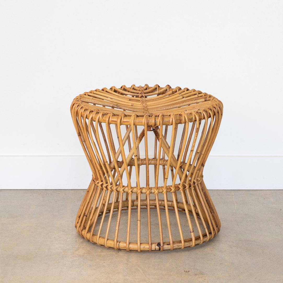 Mid-20th Century Italian Rattan Stool