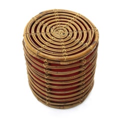 Italian Rattan Storage Stool, 1950s