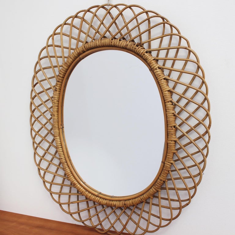 Italian Rattan Wall Mirror, circa 1960s at 1stdibs