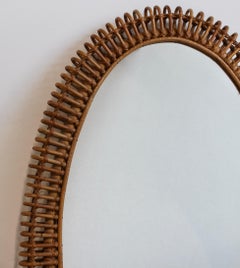 Italienischer Rattan-Wandspiegel (ca. 1960er Jahre) - groß