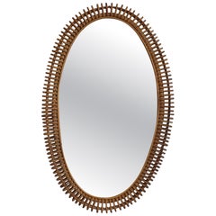 Italian Rattan Wall Mirror (circa 1960s) - Large