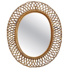 Miroir mural en rotin italien