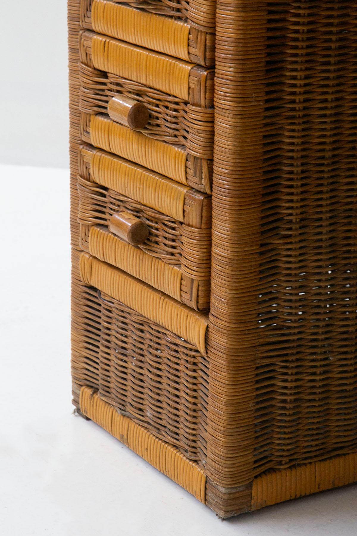 Italian Rattan by Tito Agnoli Writing Desk with Drawers 4