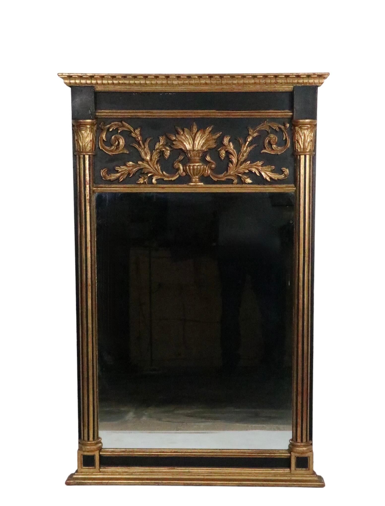 Gesso Italian Recency Style Gilt Frame  Trumeau Mirror  For Sale