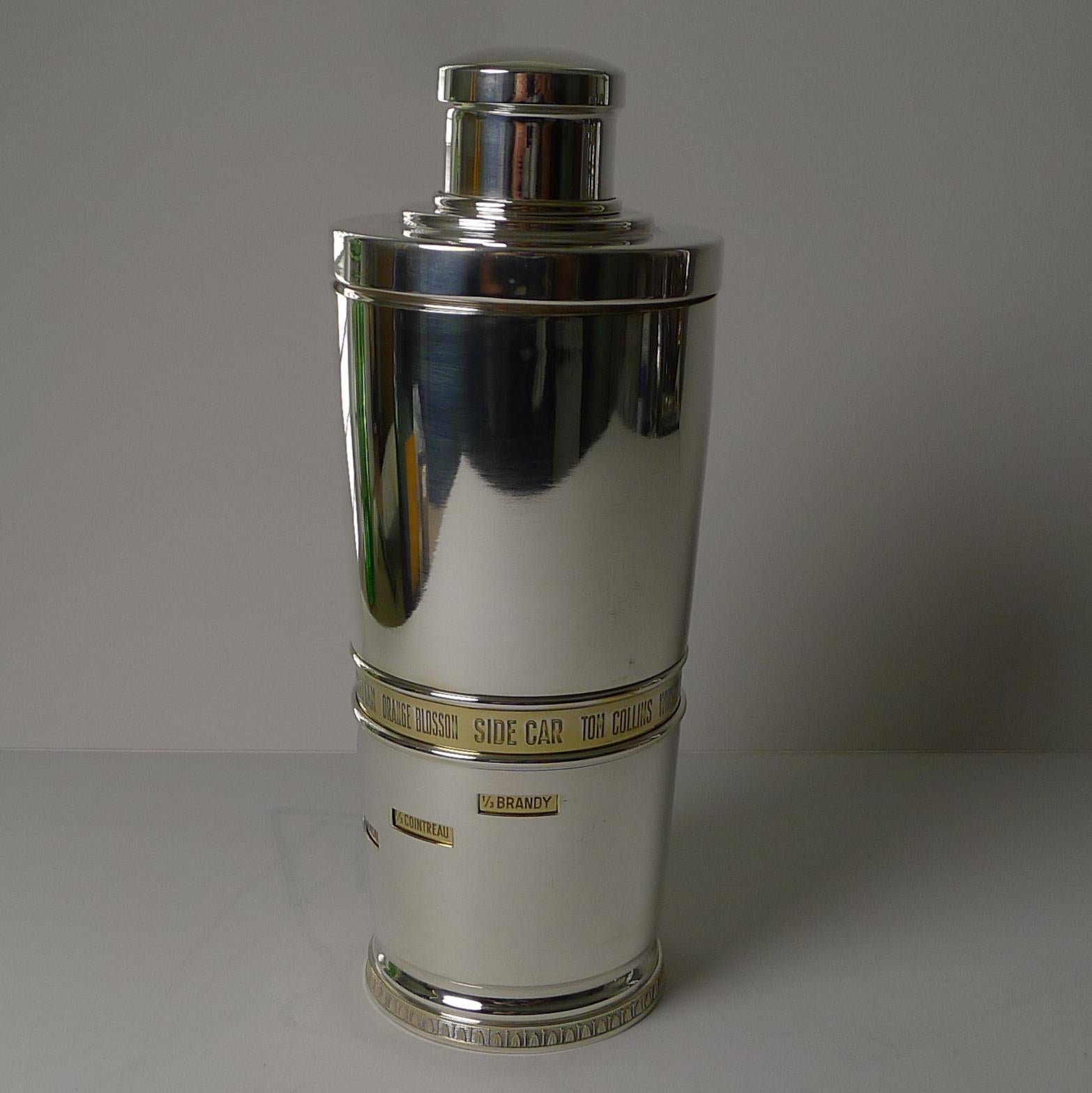 Art Deco Italian Recipe Cocktail Shaker by Macabo Cusano Milanino