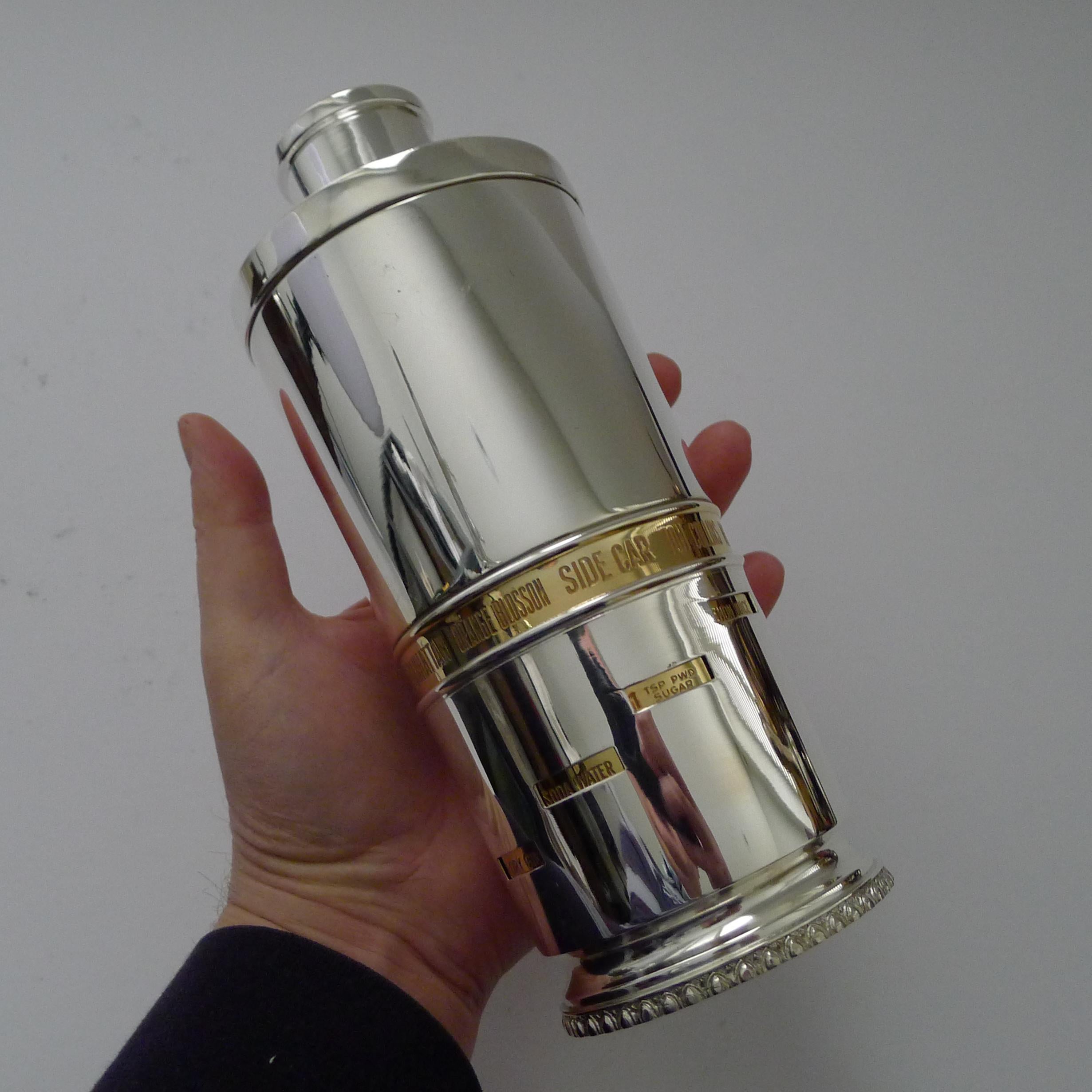 Art Deco Italian Recipe Cocktail Shaker by Macabo For Sale