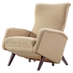 Italian Reclining Lounge Chair in Beige Upholstery
