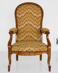 Italian Reclining Upholstered Armchair of Walnut, 19th Century