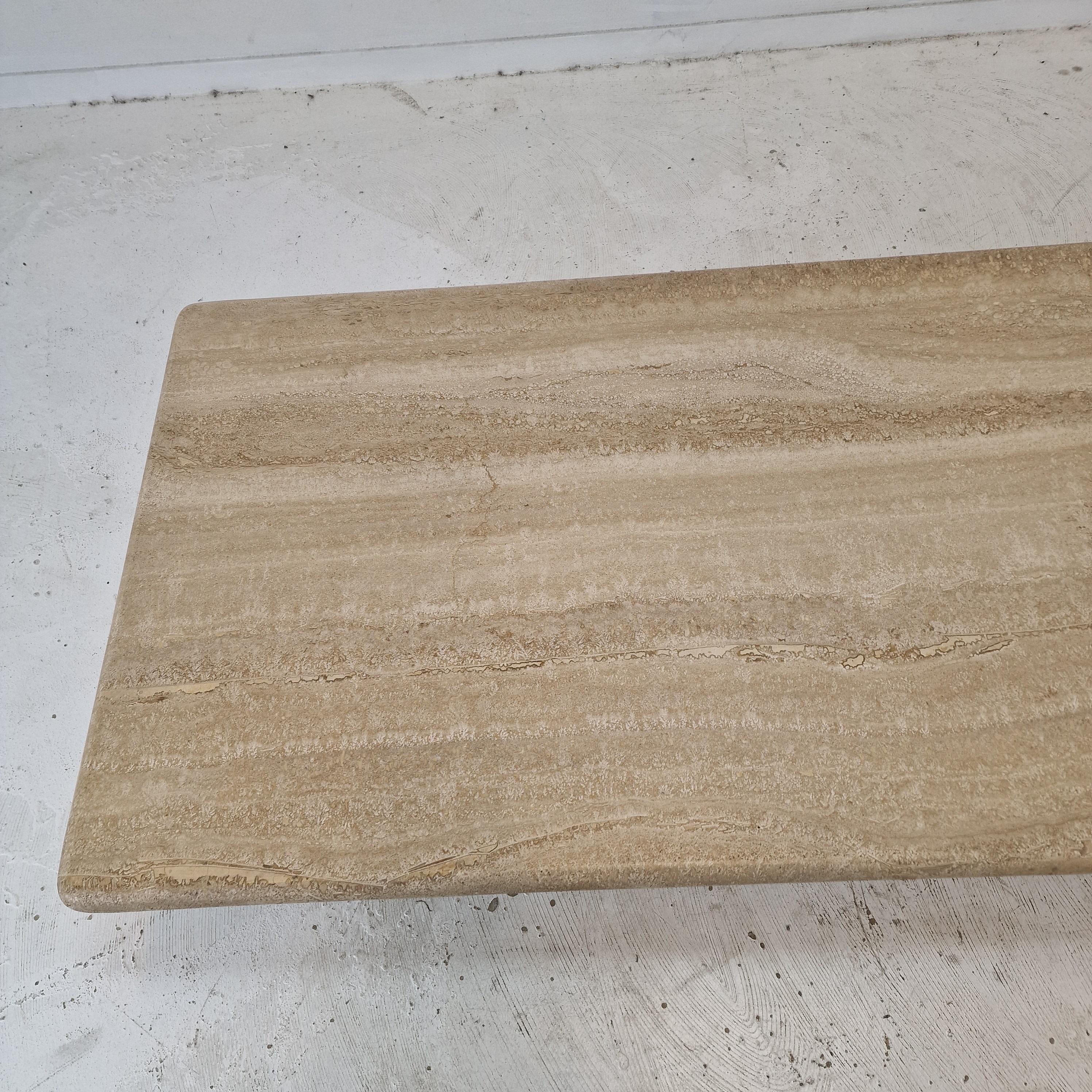 Italian Rectangle Coffee Table in Travertine, 1980s For Sale 5