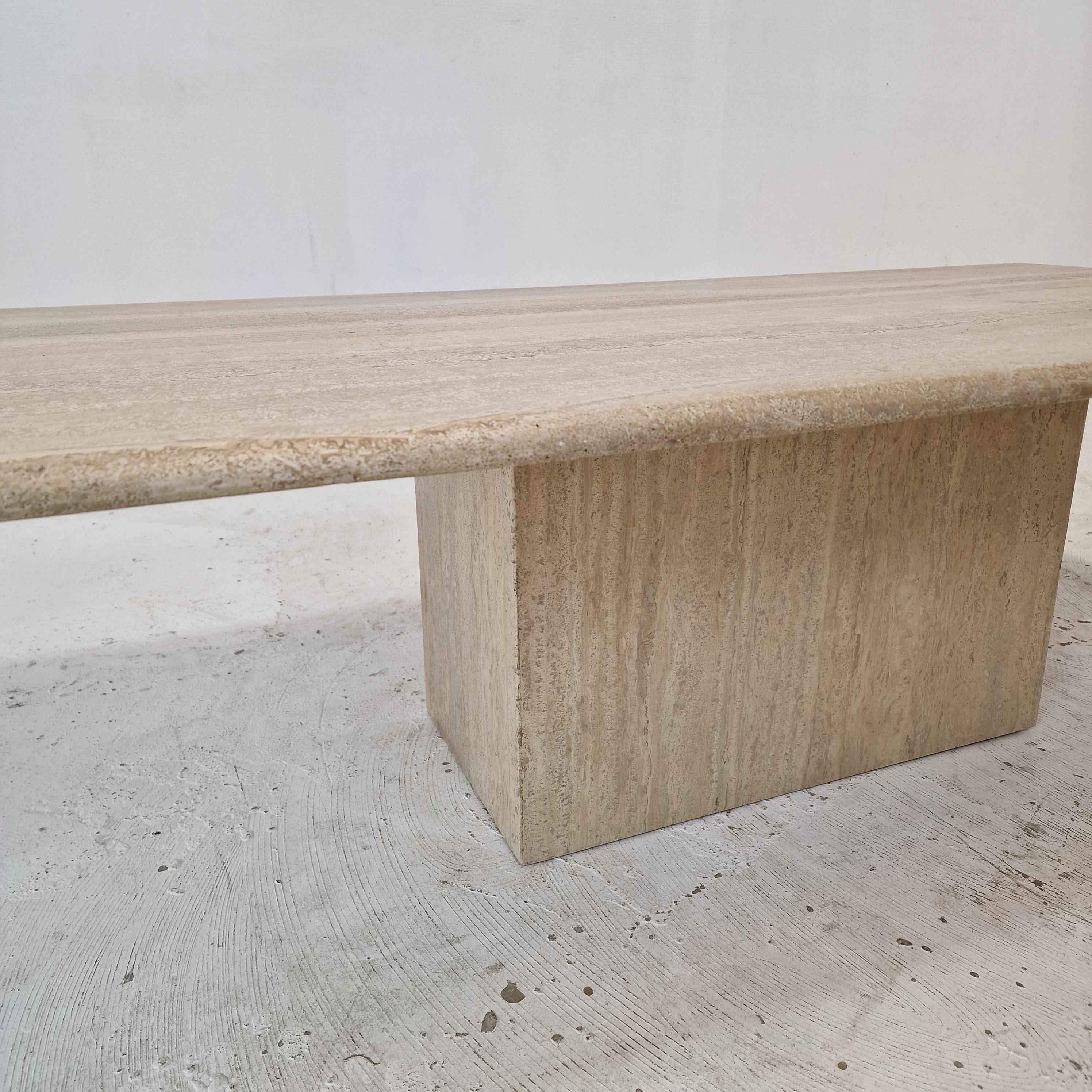 Italian Rectangle Coffee Table in Travertine, 1980s For Sale 9