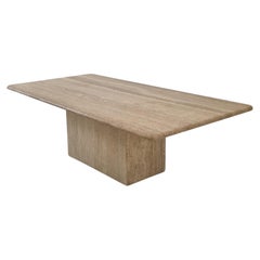 Mesa de centro rectangular italiana en travertino, años 80