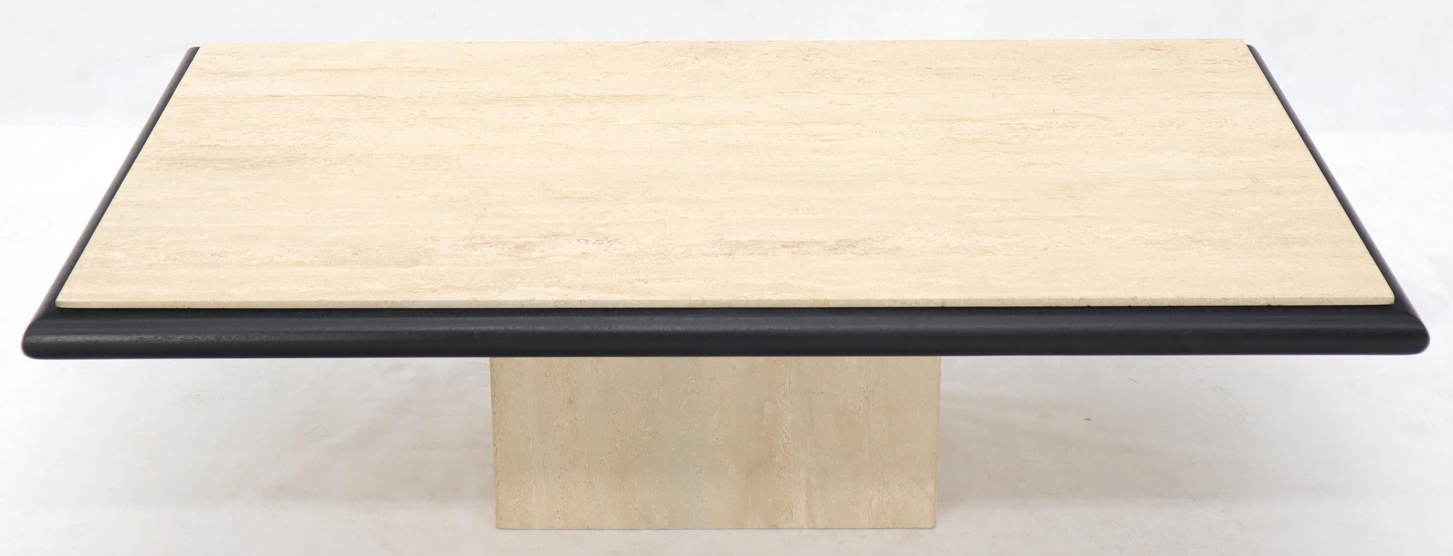 Lacquered Italian Rectangle Travertine Coffee Table
