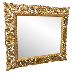 Antique Italian Rectangular 19th Century Gilt Wood Wall Mirror