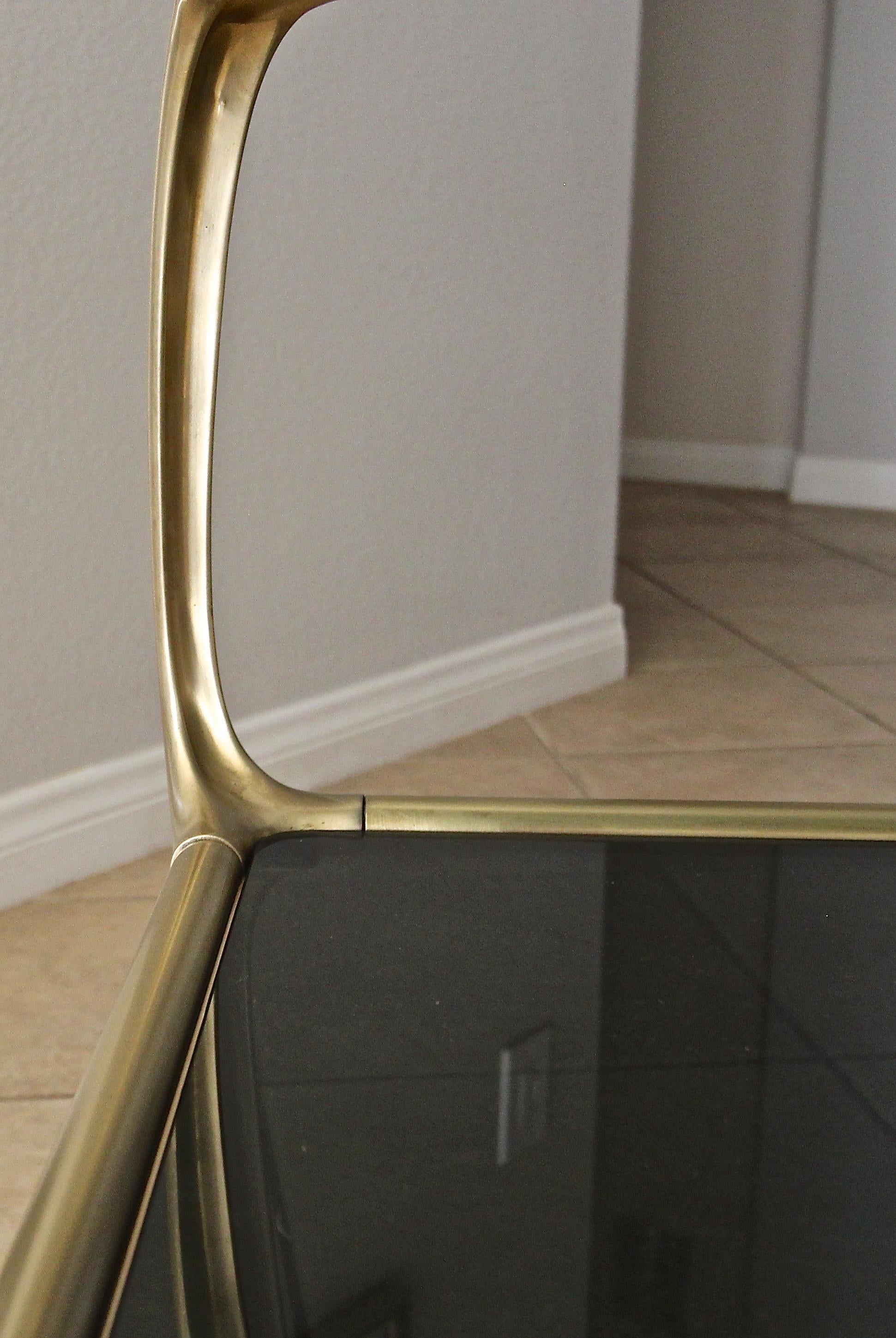 Italian Rectangular 2-Tier Brass End or Side Table For Sale 8