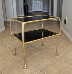 Italian Rectangular 2-Tier Brass End or Side Table