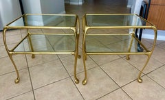 Italian Rectangular 2-Tier Brass End or Side Table