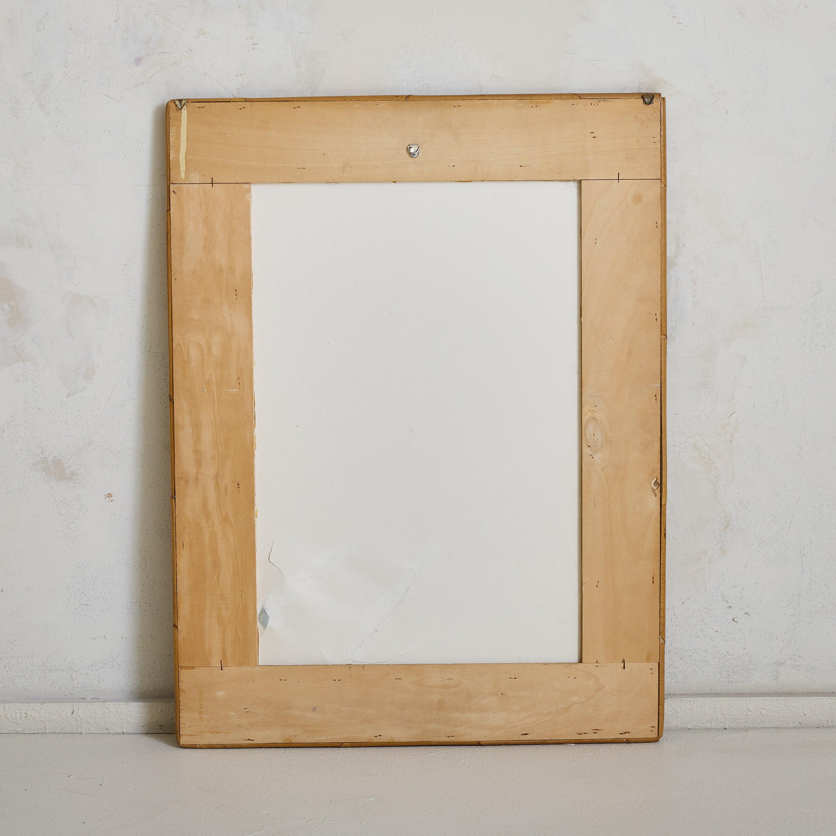 Espejo de pared italiano rectangular de bambú y ratán, años 60 en venta 2