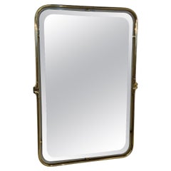 Italian Rectangular Brass Wall Mirror with Rounded Corners, 1970s