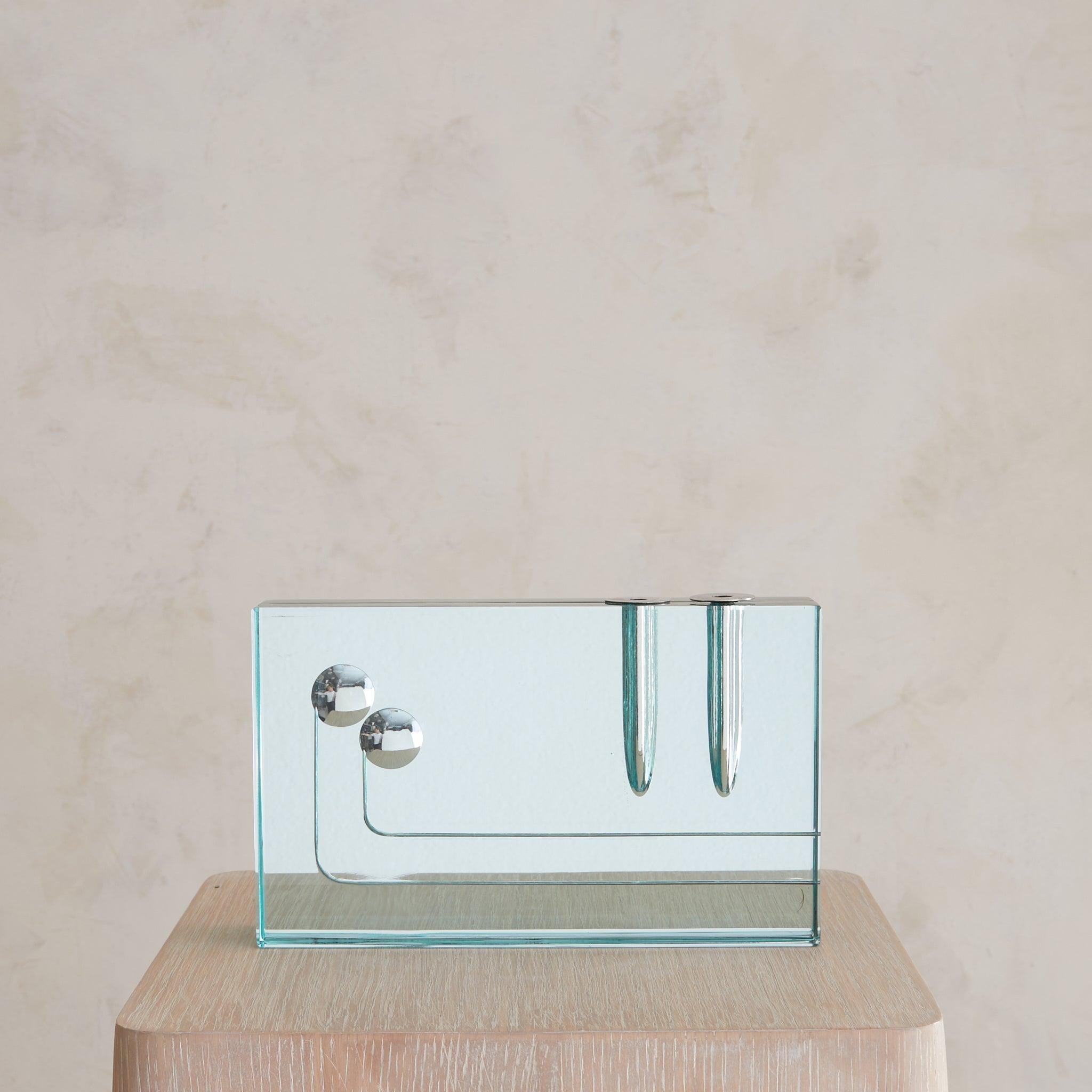 Italian Rectangular Crystal Vase by Pierangelo Gallotti & Luigi Radice, 1960s (Moderne) im Angebot