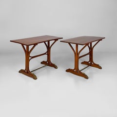 Italian rectangular dining tables in wood and brass, 1930s