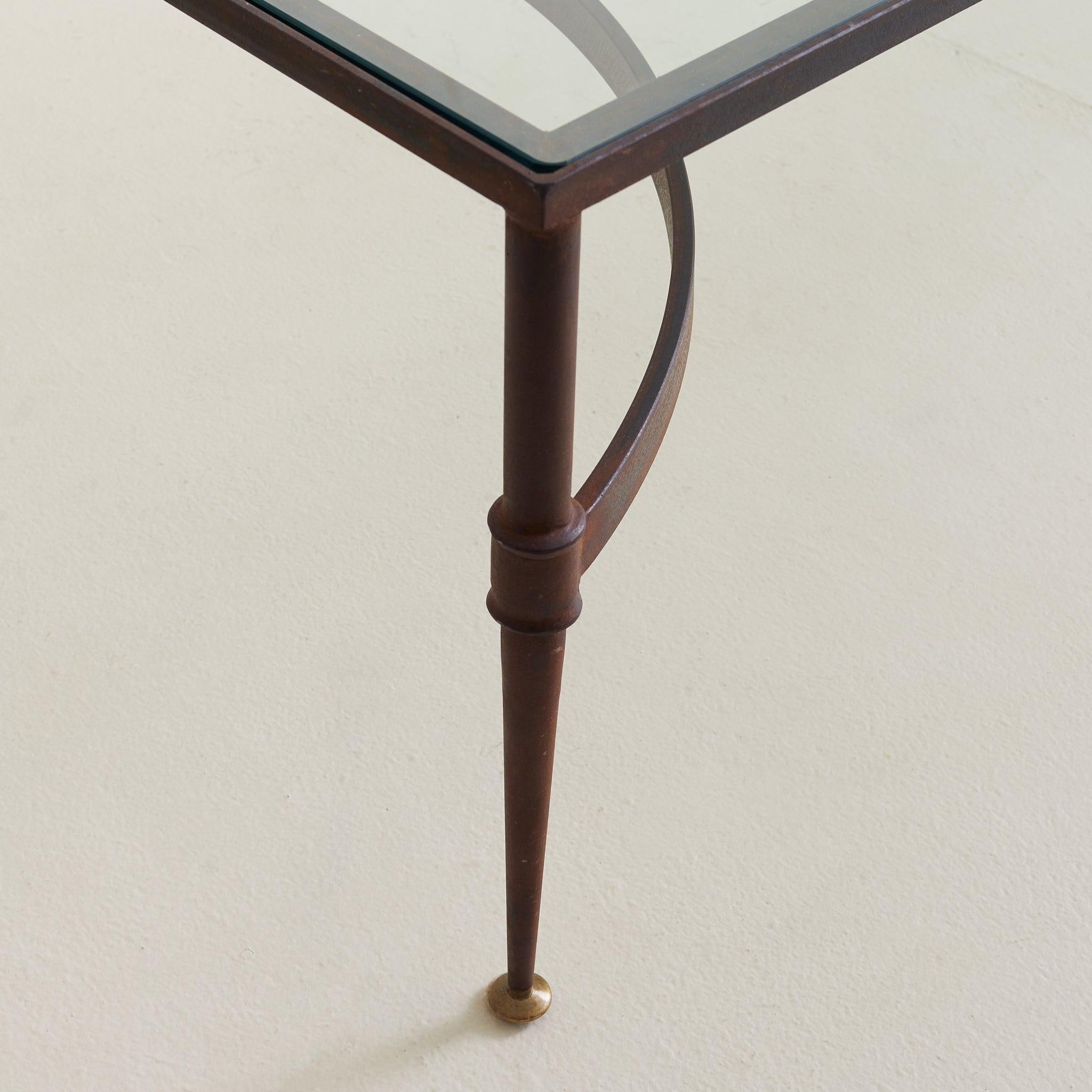 Italian Rectangular Iron Coffee Table with Glass Top, 1960s In Good Condition For Sale In Chicago, IL