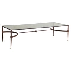 Italian Rectangular Iron Coffee Table with Glass Top, 1960s