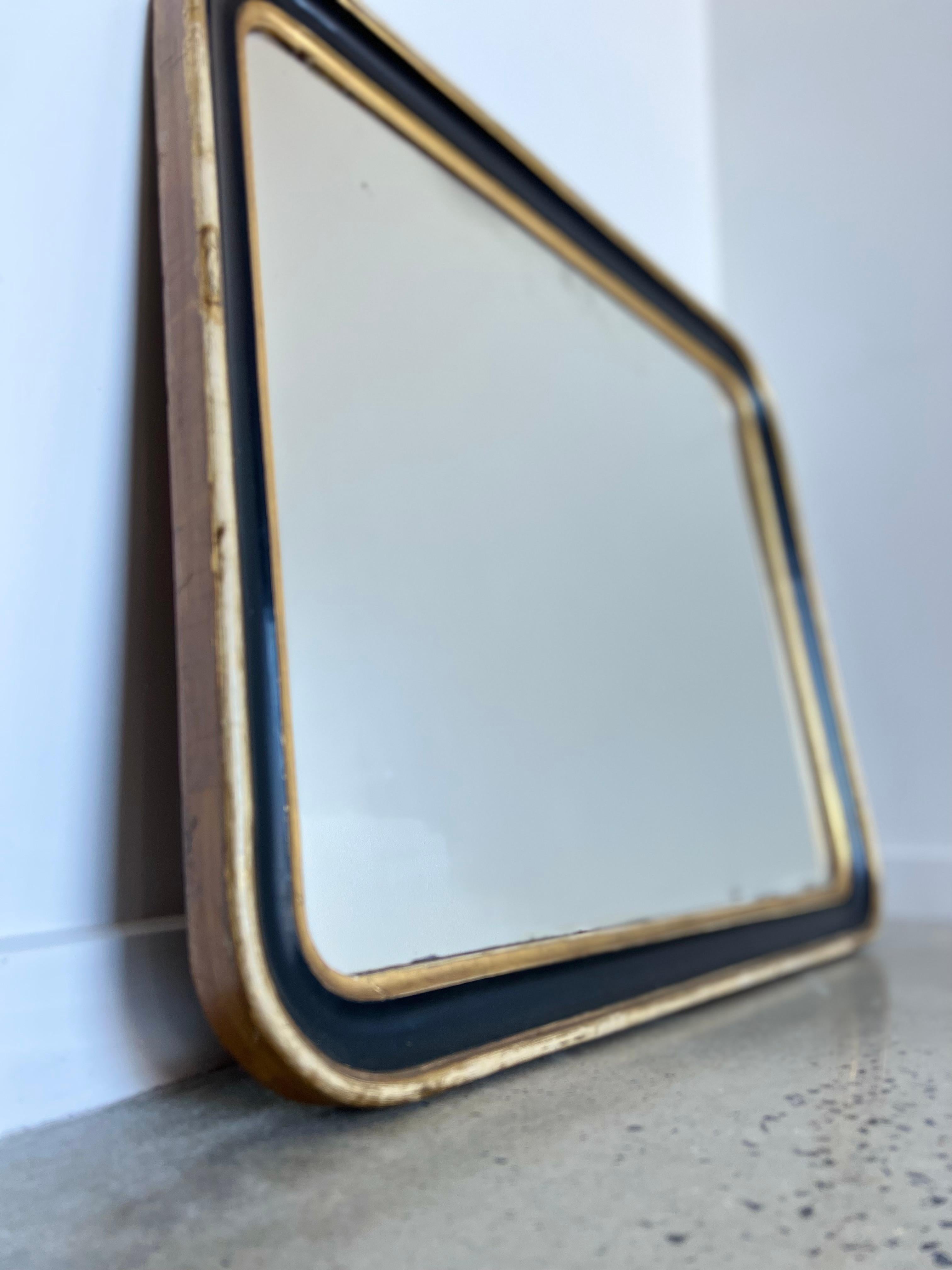 Wood Italian Rectangular Mid-Century Modern Wall Mirror For Sale