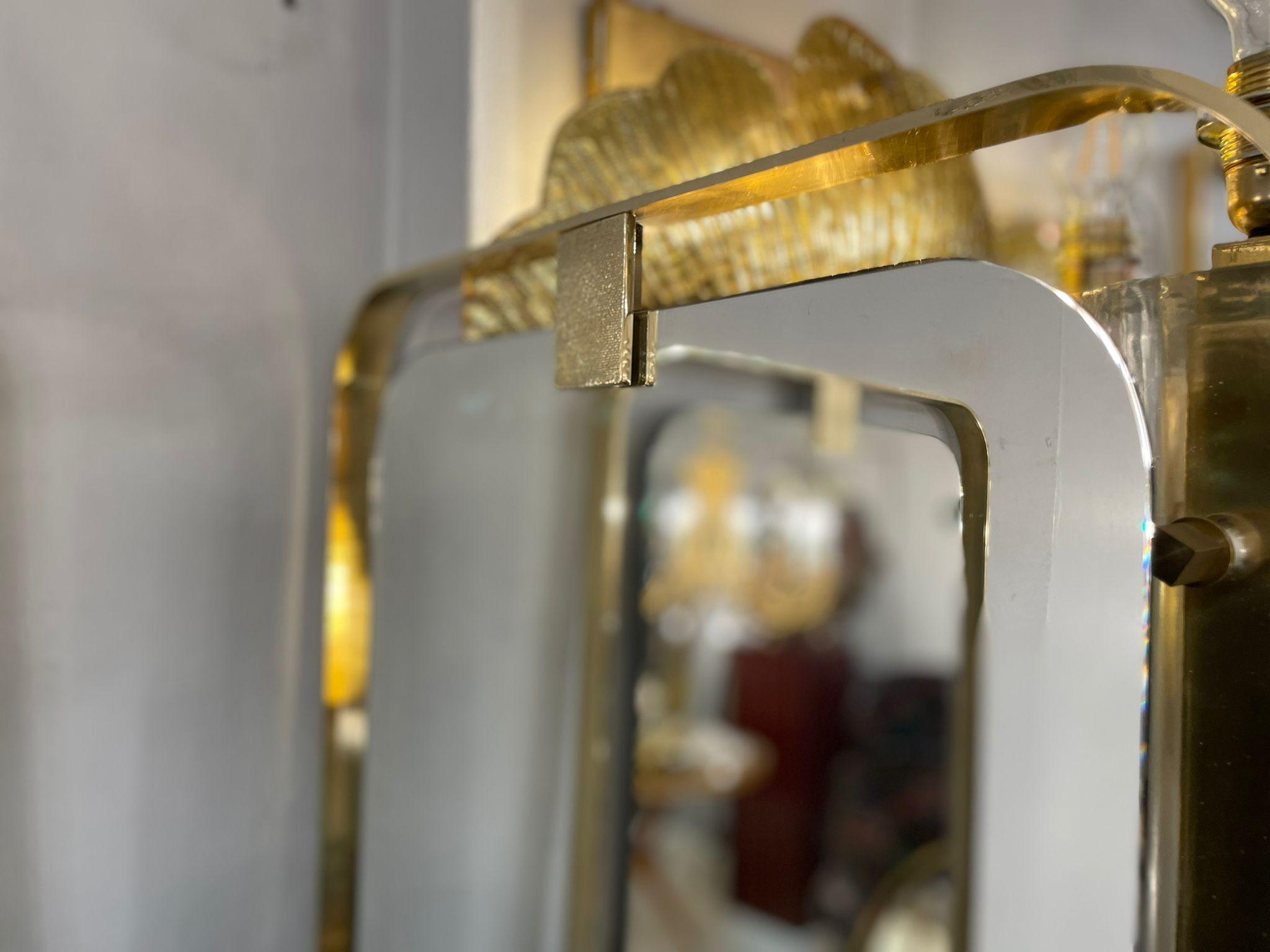Italian Rectangular Mirror with Brass Frame For Sale 9